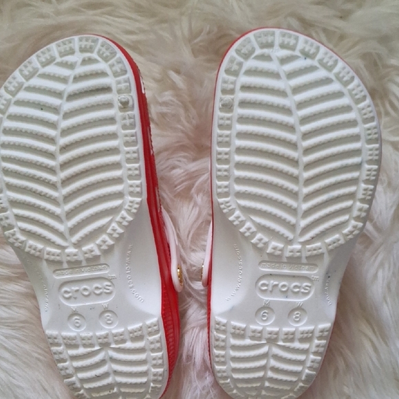 CROCS Red and White Sandals with Perforated Design - Picture 5 of 5